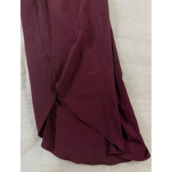 Wide-Leg Burgundy Athletic Pants Overlap Detail High Waist Elastic Blend Size M - Picture 5 of 8